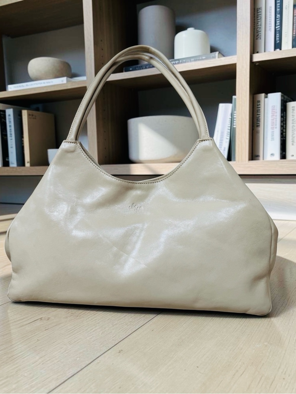 Monsac Original | Vintage Bag | Made in Italy | Glazed Leather | Md-Lg | Bone